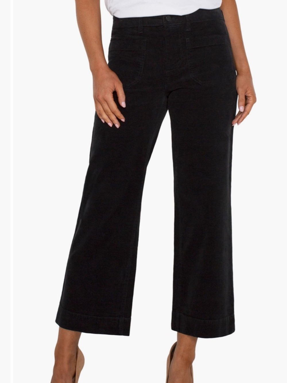 Liverpool Patch Pocket Ankle Wide Leg Corduroy Pants